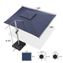 PURPLE LEAF Rectangular Large Outdoor Cantilever Umbrella With Base for Garden, Pool