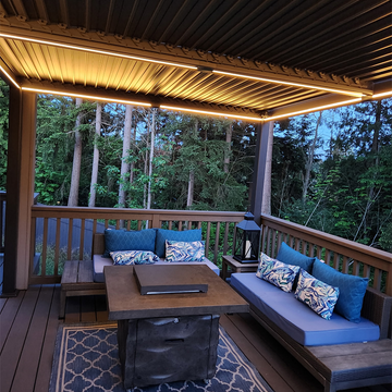 Solar Louvered Pergola with LED | Adjustable Aluminum Roof