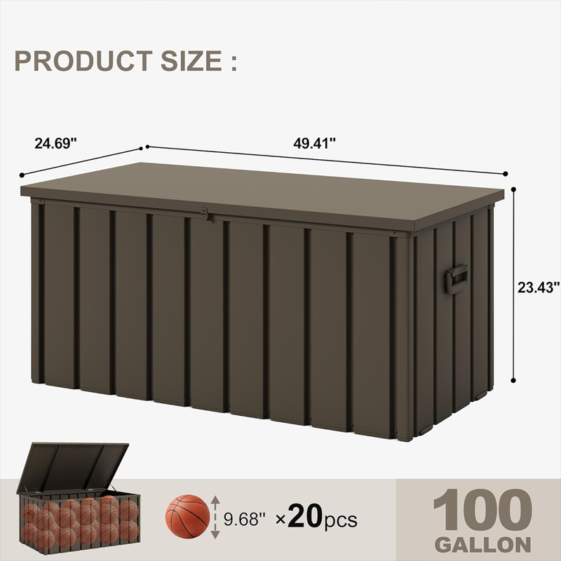 PURPLE LEAF Outdoor Deck Box Waterproof Lockable Storage Box Container with Lid Deck Organization for Patio Cushions Side Table Pool Accessories Garden Tools