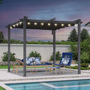 PURPLE LEAF Outdoor Retractable Pergola with Sun Shade Canopy Patio Aluminum Pergola With Lights