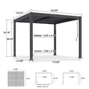 PURPLE LEAF Caesar Louvered Pergola with Yellow String Lights Patio Aluminum Pergola with Independent Adjustable Rainproof Roof Hardtop Pergola for Outdoor Deck Garden Yard