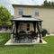 PURPLE LEAF Outdoor Hardtop Gazebo Bronze Metal Frame Galvanized Steel Double Roof with Lights-milky