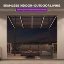 PURPLE LEAF Wall Mounted Gazebo with Gray Polycarbonate Roof Aluminum Frame Patio Cover with Strip Light for Porch