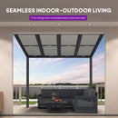 PURPLE LEAF Wall Mounted Gazebo with Gray Polycarbonate Roof Aluminum Frame Patio Cover with Retractable Pleated Shades for Porch