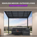 PURPLE LEAF Wall Mounted Gazebo with Gray Polycarbonate Roof Aluminum Frame Patio Cover for Porch