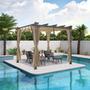 PURPLE LEAF Outdoor Pergola with Retractable Canopy Aluminum Shelter for Beach Porch Garden  Shade Pavilion Pergola  with Curtains