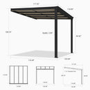 PURPLE LEAF Wall Mounted Gazebo with Gray Polycarbonate Roof Aluminum Frame Patio Cover with Retractable Pleated Shades and LED Strip Light