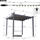 PURPLE LEAF Patio Retractable Pergola with Shade Canopy Modern Grill Gazebo Metal Shelter Pavilion for Porch Deck Garden Backyard With Lights