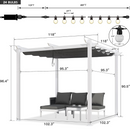 PURPLE LEAF Outdoor Retractable Pergola with Double Sun Shade Canopy White Heavy-Duty Aluminum Pergola Patio Modern Pergola With Lights