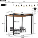 PURPLE LEAF Outdoor Retractable Pergola with Sun Shade Canopy Patio Aluminum Pergola With Lights