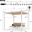 PURPLE LEAF Outdoor Retractable Pergola with Double Sun Shade Canopy White Heavy-Duty Aluminum Pergola Patio Modern Pergola With Lights