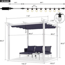 PURPLE LEAF Outdoor Retractable Pergola with Double Sun Shade Canopy White Heavy-Duty Aluminum Pergola Patio Modern Pergola With Lights