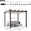 PURPLE LEAF Pergola Outdoor Retractable Metal Pergola with Canopy Patio Pergola with Shade Cover for Garden With Lights