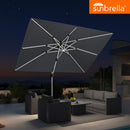 PURPLE LEAF Premium SUNBRELLA Patio Cantilever Umbrella with Solar LED Lights