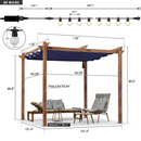 PURPLE LEAF Outdoor Retractable Pergola with Sun Shade Canopy In Natural Wood Grain Frame With Lights