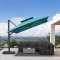 PURPLE LEAF Offset Cantilever Patio Umbrella with Charcoal Metal Frame, Vented Canopy for Yard Garden