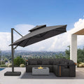PURPLE LEAF Offset Cantilever Patio Umbrella with Charcoal Metal Frame, Vented Canopy for Yard Garden