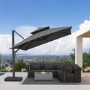 PURPLE LEAF Offset Cantilever Patio Umbrella with Charcoal Metal Frame, Vented Canopy for Yard Garden