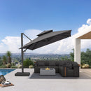 PURPLE LEAF Offset Cantilever Patio Umbrella with Charcoal Metal Frame, Vented Canopy for Yard Garden