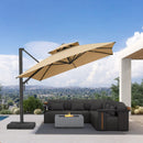 PURPLE LEAF Offset Cantilever Patio Umbrella with Charcoal Metal Frame, Vented Canopy for Yard Garden