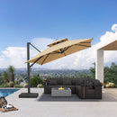 PURPLE LEAF Offset Cantilever Patio Umbrella with Charcoal Metal Frame, Vented Canopy for Yard Garden