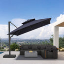 PURPLE LEAF Offset Cantilever Patio Umbrella with Charcoal Metal Frame, Vented Canopy for Yard Garden