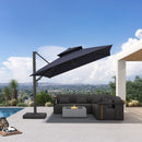 PURPLE LEAF Offset Cantilever Patio Umbrella with Charcoal Metal Frame, Vented Canopy for Yard Garden