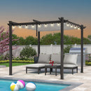 PURPLE LEAF Outdoor Retractable Pergola with Sun Shade Canopy Patio Aluminum Pergola With Lights