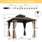 PURPLE LEAF Outdoor Hardtop Gazebo Bronze Metal Frame Galvanized Steel Double Roof with Lights-milky