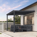 PURPLE LEAF Wall Mounted Gazebo with Gray Polycarbonate Roof Aluminum Frame Patio Cover for Porch