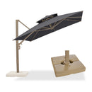 PURPLE LEAF Champagne Gold Cantilever Patio Umbrella with Base, Provence Series