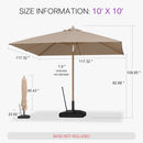 PURPLE LEAF Premium Teak‑Finish Aluminum Frame Outdoor Patio Market Umbrella with Rope Pulley Lift