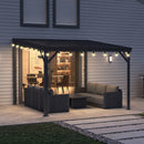 PURPLE LEAF  Outdoor Wall Mounted Hardtop Gazebo Metal Roof Patio Cover with Drainage System Outdoor Living Shelter for Backyard Lounge with Lights-clear