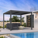 PURPLE LEAF Caesar Outdoor Louvered Pergola Patio Sun Shade Shelter with Adjustable Hardtop Patio Pergola Grey