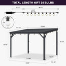 PURPLE LEAF  Outdoor Wall Mounted Hardtop Gazebo Metal Roof Patio Cover with Drainage System Outdoor Living Shelter for Backyard Lounge with Lights-milky