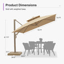 PURPLE LEAF Champagne Gold Cantilever Patio Umbrella with Base, Provence Series