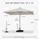 PURPLE LEAF Premium Teak‑Finish Aluminum Frame Outdoor Patio Market Umbrella with Rope Pulley Lift