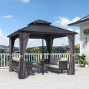 PURPLE LEAF Grey Hardtop Gazebo with Heavy Duty Galvanized Steel Double Roof with Reinforcement Support Rod