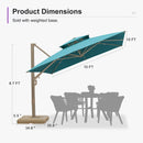 PURPLE LEAF Champagne Gold Cantilever Patio Umbrella with Base, Provence Series