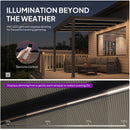 PURPLE LEAF Wall Mounted Gazebo with Gray Polycarbonate Roof Aluminum Frame Patio Cover with Strip Light for Porch
