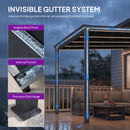 PURPLE LEAF Wall Mounted Gazebo with Gray Polycarbonate Roof Aluminum Frame Patio Cover with Strip Light for Porch