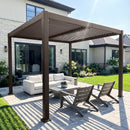 PURPLE LEAF Caesar Louvered Pergola Outdoor Adjustable Roof Modern Patio Aluminum Pergola for Deck Backyard Garden Hardtop Gazebo Bronze