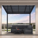 PURPLE LEAF Wall Mounted Gazebo with Gray Polycarbonate Roof Aluminum Frame Patio Cover for Porch