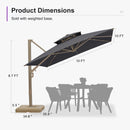 PURPLE LEAF Champagne Gold Cantilever Patio Umbrella with Base, Provence Series