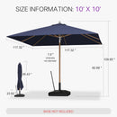 PURPLE LEAF Premium Teak‑Finish Aluminum Frame Outdoor Patio Market Umbrella with Rope Pulley Lift
