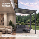 PURPLE LEAF Wall Mounted Gazebo with Gray Polycarbonate Roof Aluminum Frame Patio Cover with Retractable Pleated Shades for Porch