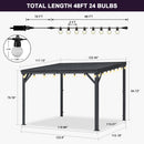 PURPLE LEAF  Outdoor Wall Mounted Hardtop Gazebo Metal Roof Patio Cover with Drainage System Outdoor Living Shelter for Backyard Lounge with Lights-clear
