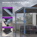 PURPLE LEAF Wall Mounted Gazebo with Gray Polycarbonate Roof Aluminum Frame Patio Cover with Retractable Pleated Shades for Porch