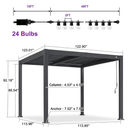 PURPLE LEAF Caesar Louvered Pergola with Milky String Lights Patio Aluminum Pergola with Independent Adjustable Rainproof Roof Hardtop Pergola for Outdoor Deck Garden Yard