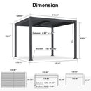 PURPLE LEAF Caesar Outdoor Louvered Pergola Patio Sun Shade Shelter with Adjustable Hardtop Patio Pergola Grey